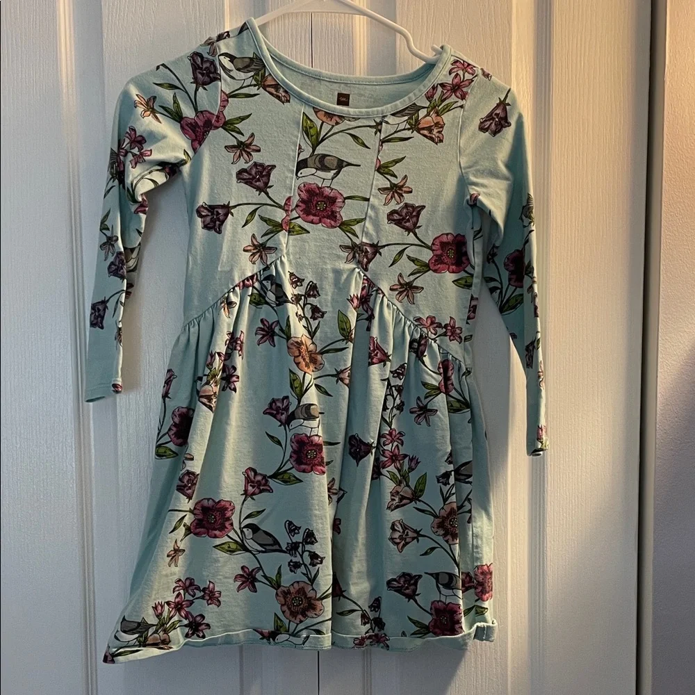 Tea Collection Floral Kids Dress in Light Blue